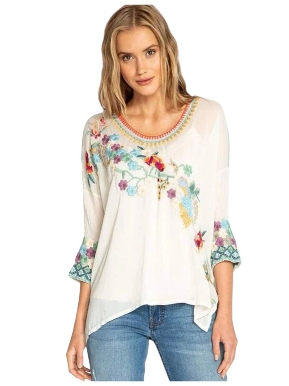 Johnny Was Gabriela embroidered white blouse - Size XS
